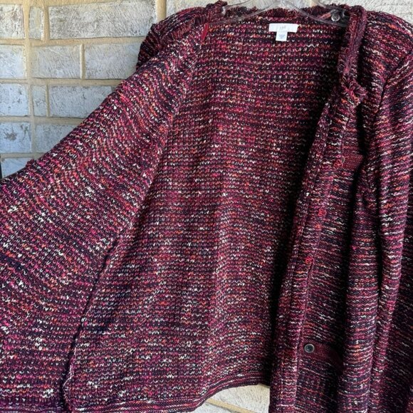 J. Jill Burgundy Multi Tweed Long Sleeve Sweater Women's Size M. - Picture 5 of 9